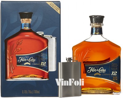 Rum, Flor de Caña, Centenario, 12 Years Aged, Giftbox + 1 Flask