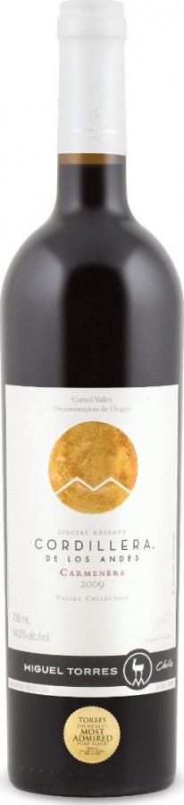 Rode wijn Chili Miguel Torres, Valle Central, Cordillera, Vigno, Carmenère, Gran Reserva